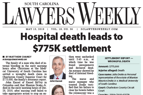 Lawyers Weekly Features Kassel McVey Hospital Death Case